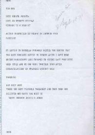 Telegrama dirigido a Arthur Rubinstein. Nueva York, 08-09-1971