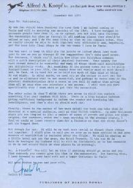 Carta dirigida a Arthur Rubinstein. Nueva York, 06-12-1971