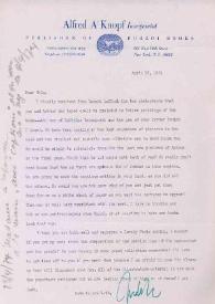 Carta dirigida a Aniela Rubinstein. Nueva York, 18-04-1974