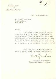 Carta dirigida a Aniela Rubinstein. Berna (Suiza), 23-12-1982