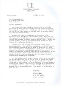 Carta dirigida a Aniela Rubinstein. College Park (Maryland), 16-11-1988