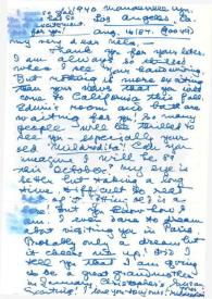 Carta dirigida a Aniela Rubinstein. Los Angeles (California), 16-08-1987