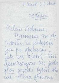 Carta dirigida a Aniela Rubinstein. Nueva York, 29-07-1956