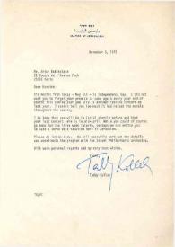 Carta dirigida a Arthur Rubinstein. Jerusalén (Israel), 05-11-1975