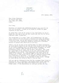 Carta dirigida a Aniela Rubinstein. Jerusalén (Israel), 25-01-1983
