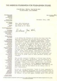 Carta dirigida a Aniela Rubinstein. Nueva York, 18-11-1988