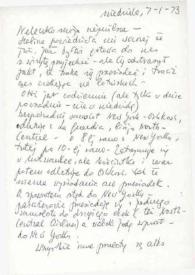 Carta dirigida a Aniela Rubinstein. Oshkosh (Wisconsin), 07-01-1973