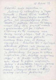 Carta dirigida a Aniela Rubinstein. Oshkosh (Wisconsin), 10-01-1973