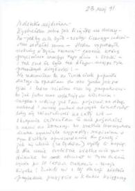 Carta dirigida a Aniela Rubinstein, 23-05-1991
