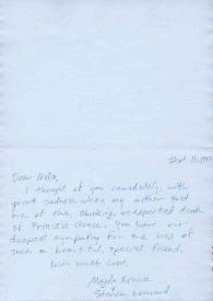 Carta dirigida a Aniela Rubinstein, 15-09-1982