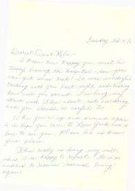 Carta dirigida a Aniela Rubinstein. Nueva York, 11-02-1975