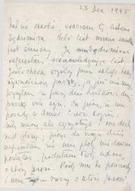 Carta dirigida a Aniela Rubinstein. Kansas City (Missouri), 23, 24-12-1945