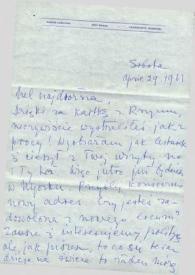 Carta dirigida a Aniela Rubinstein. Kansas City (Missouri), 29-04-1961