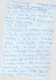 Carta dirigida a Aniela Rubinstein. Kansas City (Missouri), 21-02-1962