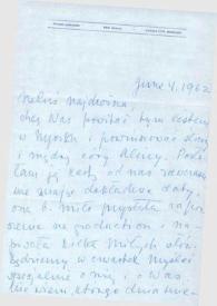 Carta dirigida a Aniela Rubinstein. Kansas City (Missouri), 04-06-1962