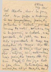 Carta dirigida a Aniela Rubinstein. Kansas City (Missouri), 30-10-1945