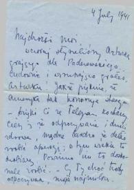 Carta dirigida a Aniela Rubinstein. Kansas City (Missouri), 04-07-1941