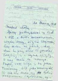 Carta dirigida a Aniela Rubinstein. Kansas City (Missouri), 20-03-1958