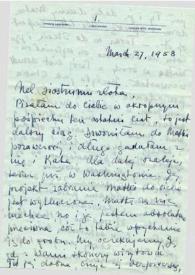 Carta dirigida a Aniela Rubinstein. Kansas City (Missouri), 27-03-1958