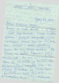 Carta dirigida a Aniela Rubinstein. Kansas City (Missouri), 28-07-1962
