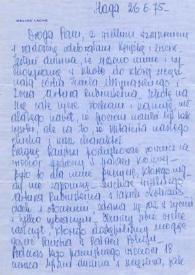 Carta dirigida a Aniela Rubinstein. Den Haag, La Haya (Holanda), 26-06-1975