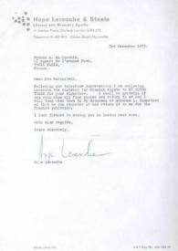 Carta dirigida a Aniela Rubinstein. Londres (Inglaterra), 03-12-1973