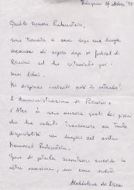 Carta dirigida a Aniela Rubinstein. Bologna (Italia), 17-10-1992