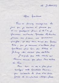 Carta dirigida a Aniela Rubinstein. Chatou (Francia), 12-07-1987