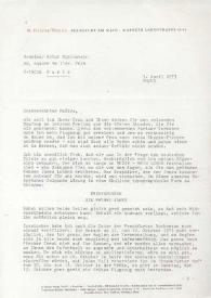 Carta dirigida a Arthur Rubinstein. Frankfurt (Alemania), 03-04-1973