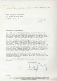 Carta dirigida a Arthur Rubinstein. Frankfurt (Alemania), 04-05-1973