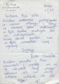 Carta dirigida a Aniela Rubinstein. París (Francia), 02-06-1983