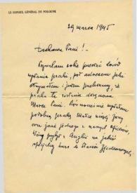 Carta dirigida a Aniela Rubinstein, 29-03-1945
