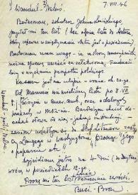 Carta dirigida a Aniela Rubinstein, 07-08-1946