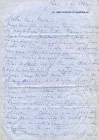 Carta dirigida a Aniela Rubinstein. París (Francia), 01-12-1962