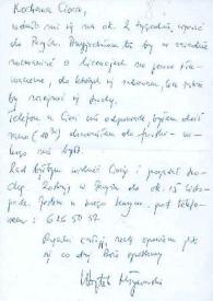 Carta dirigida a Aniela Rubinstein. París (Francia)