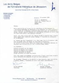 Carta dirigida a Aniela Rubinstein. Bruselas (Francia), 15-10-1987
