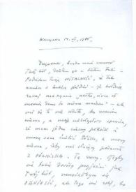 Carta dirigida a Aniela Rubinstein. Varsovia (Polonia), 14-06-1986