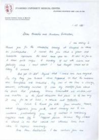 Carta dirigida a Aniela y Arthur Rubinstein. Stanford (California), 25-01-1975