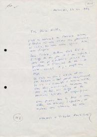 Carta dirigida a Aniela Rubinstein. Ménerbes, 23-12-1982