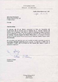 Carta dirigida a Aniela Rubinstein. Madrid (España), 25-02-1991
