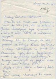 Carta dirigida a Aniela y Arthur Rubinstein. Varsovia (Polonia), 02-04-1973