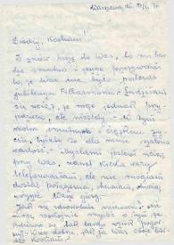 Carta dirigida a Aniela Rubinstein. Varsovia (Polonia), 17-11-1976
