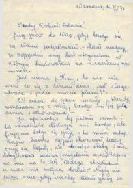 Carta dirigida a Aniela y Arthur Rubinstein. Varsovia (Polonia), 07-06-1977