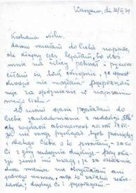 Carta dirigida a Aniela Rubinstein. Varsovia (Polonia), 26-12-1979