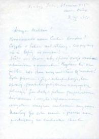Carta dirigida a Aniela Rubinstein. Lodz (Polonia), 02-06-1975