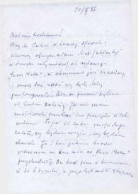 Carta dirigida a Aniela Rubinstein. Lodz (Polonia), 20-10-1987