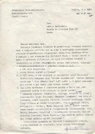 Carta dirigida a Aniela Rubinstein. Cracovia (Polonia), 15-10-1988