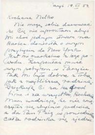 Carta dirigida a Aniela Rubinstein. París (Francia), 19-12-1959