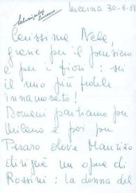 Carta dirigida a Aniela Rubinstein. Lucerna (Suiza), 30-08-1981