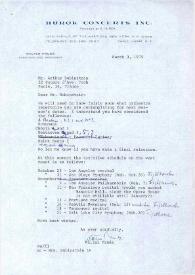 Carta dirigida a Arthur Rubinstein. Nueva York, 03-03-1975